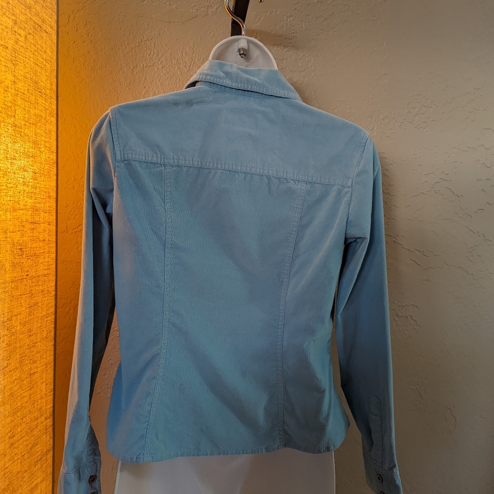 Talbot's size Petite small light blue corduroy snap down shirt - Picture 4 of 12